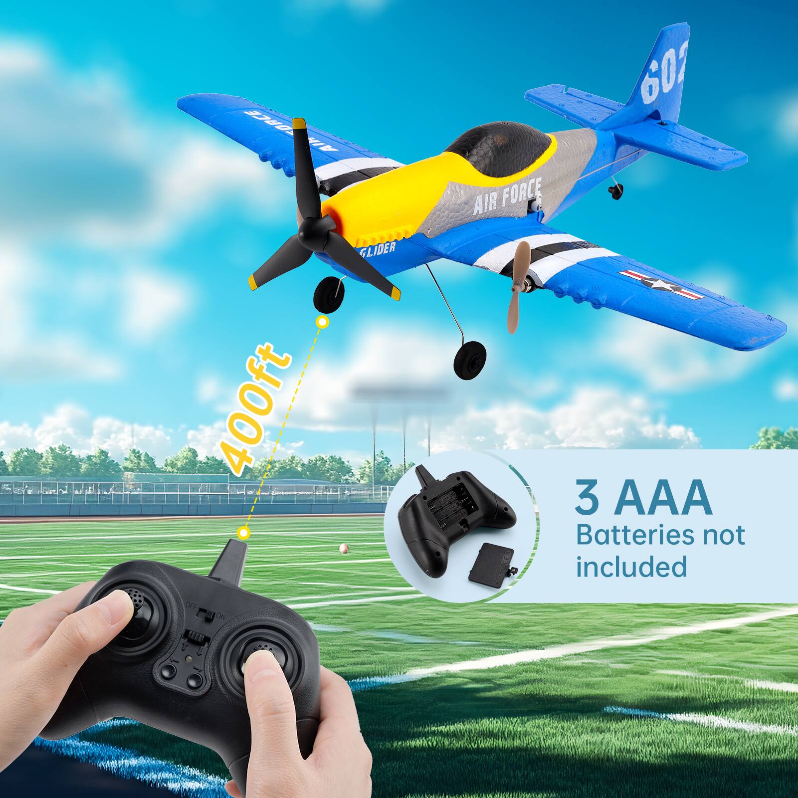 ORC AI AIR FORCE 601 400ft GLIDER  
3 AAA Batteries not included