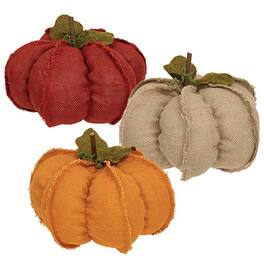 BreeBe - Large Burlap Pumpkin 3 Asstd - Multi