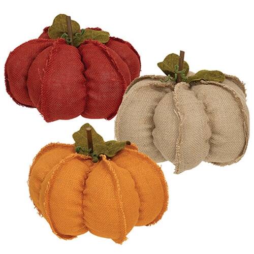 Front. BreeBe - Large Burlap Pumpkin 3 Asstd. - Multi.