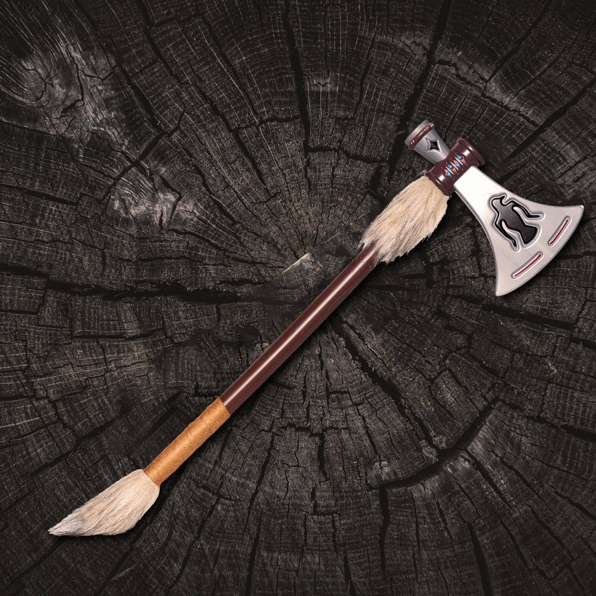 Alt View 10. Underwraps - Tomahawk with Fur 11 Inch Foam Adult Costume Accessory - Brown.