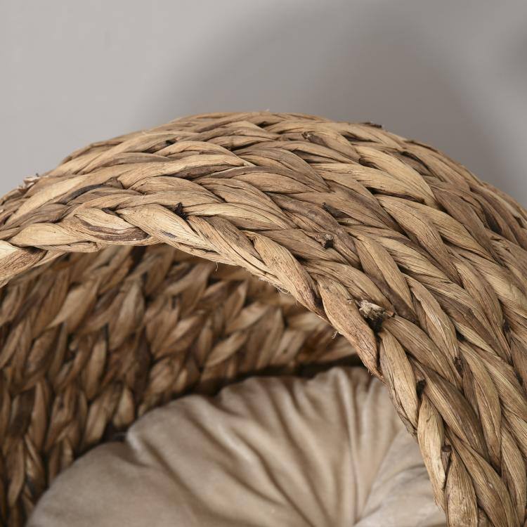 Alt View 7. PULUZ - Handwoven Elevated Cat Bed with Soft Cushion & Egg Chair Shape, Basket Bed Kitty House with Stand, Raised Wicker House f - Light Brown.