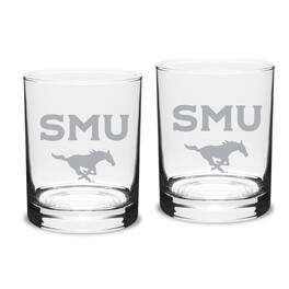 Jardine - SMU Mustangs 14oz. 2-Piece Classic Double Old Fashioned Glass Set - Multicolor