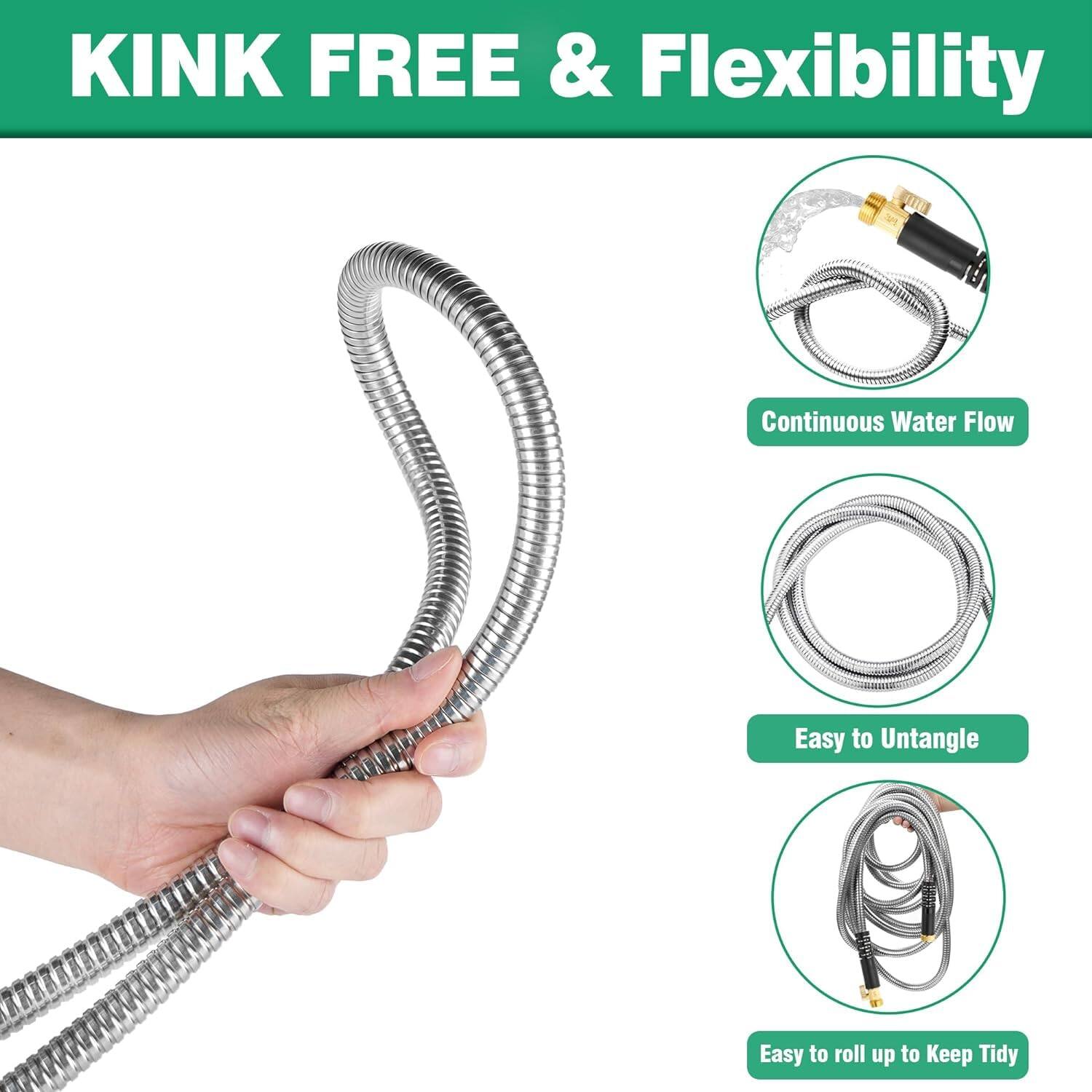 KINK FREE & Flexibility

- Continuous Water Flow
- Easy to Untangle
- Easy to roll up to Keep Tidy