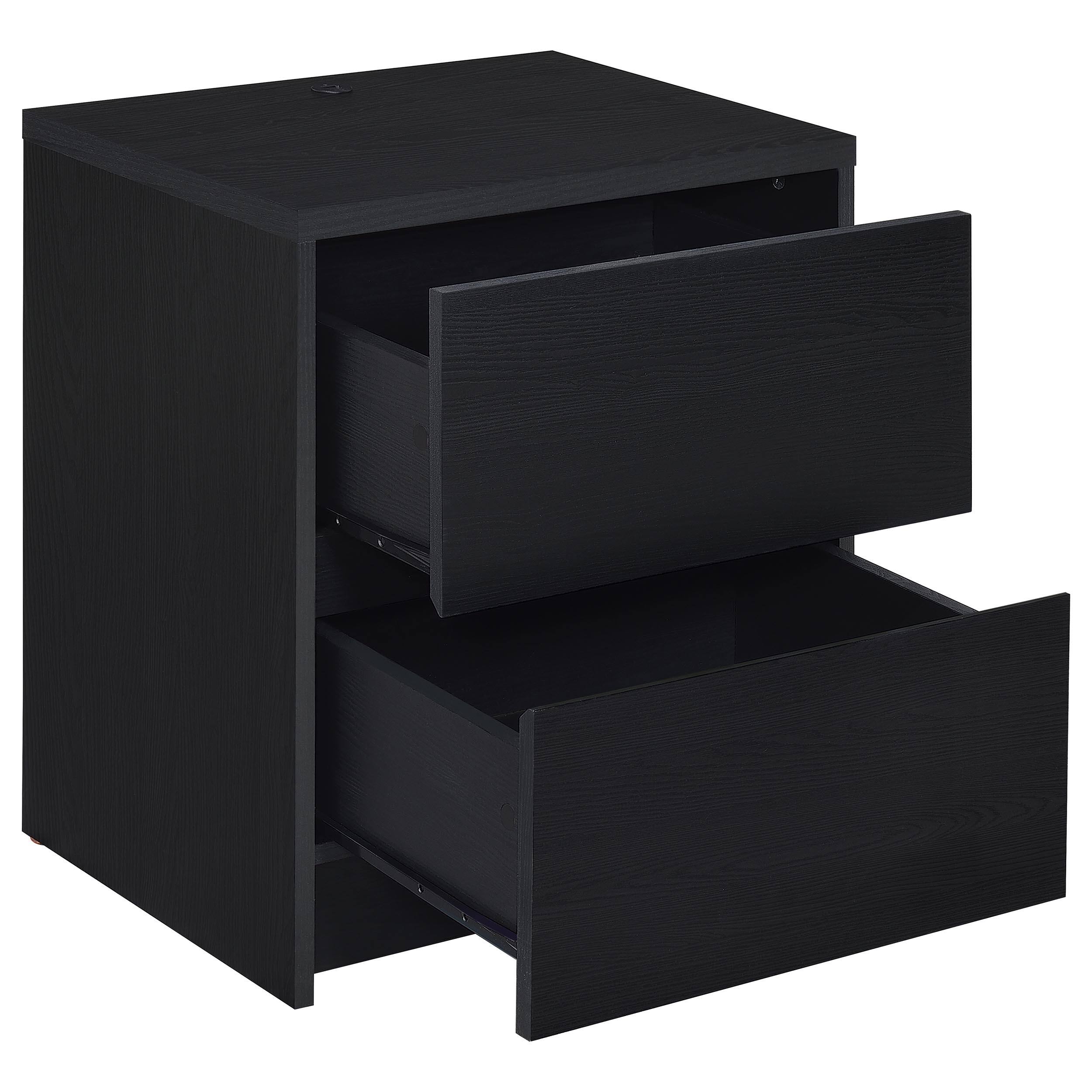 Alt View 5. Tiramisubest - Black 2-Drawer Nightstand with LED Lights and USB Ports - Black.