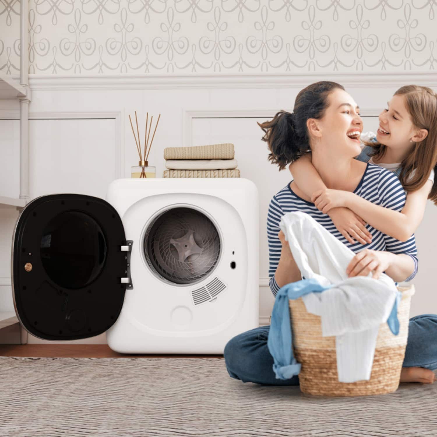 800W Portable Clothes Dryer 1.5 cu.ft with LED Touch Panel - Stainless Steel Tub