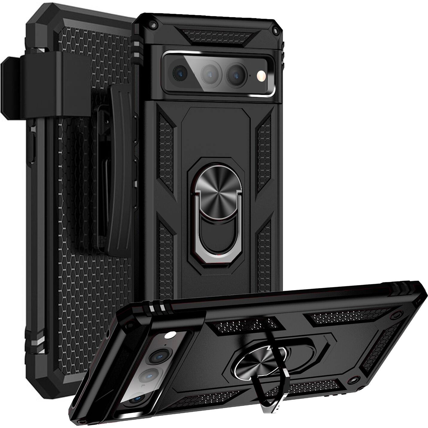 Alt View 12. SaharaCase - Military Kickstand Series with Belt Clip Case for Google Pixel 7 Pro - Black.