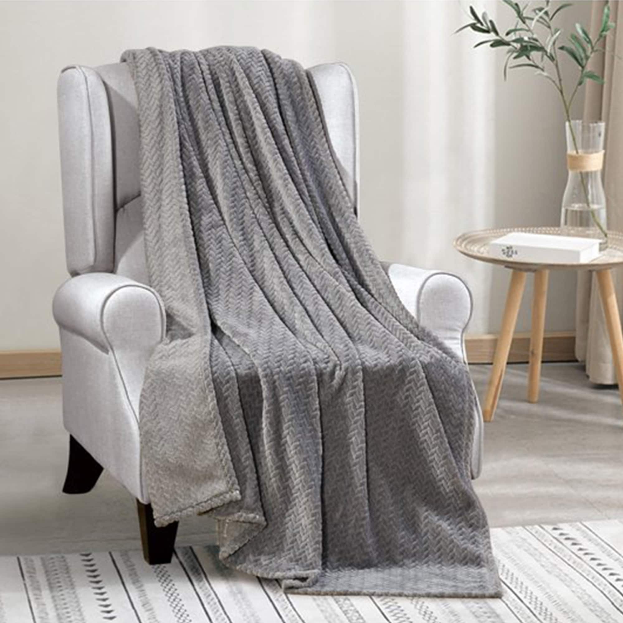 "Noble House - Plazatex Chevron Micro plush Decorative All Season Grey 50"" X 60"" Throw Blanket - Gray" price history on PriceWatchPro