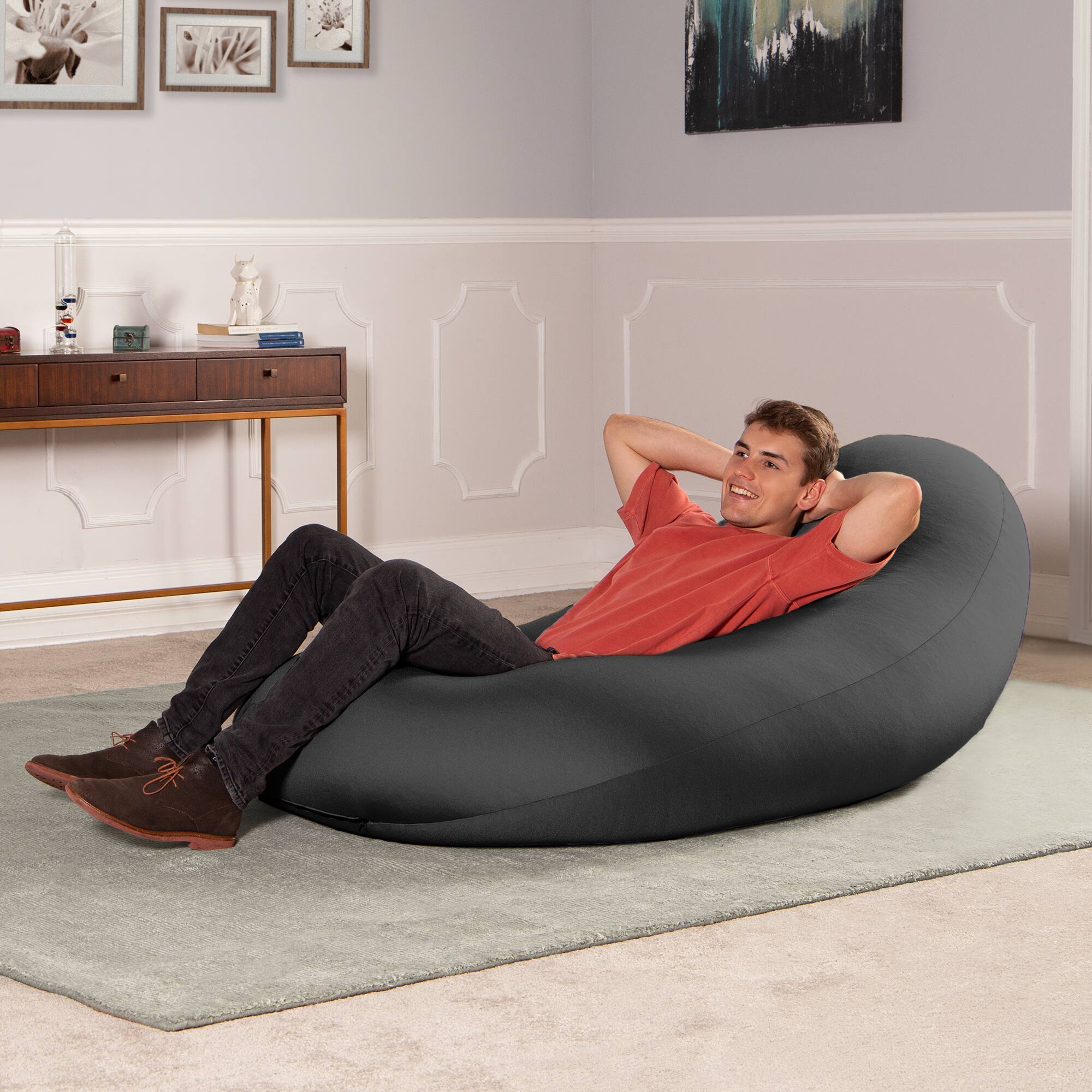 Alt View 2. Jaxx - Nimbus Spandex Bean Bag Chair, Large, Black - Black.