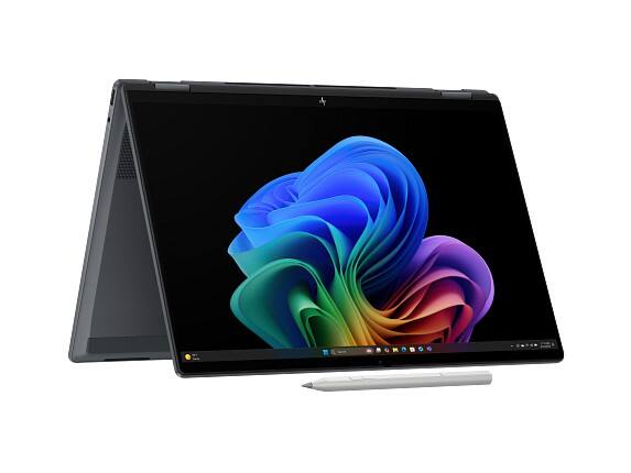 Left. HP - HP OmniBook X Laptop Computer 16" 3K Touch Screen Intel Core Ultra 7 16 GB - Eclipse gray.