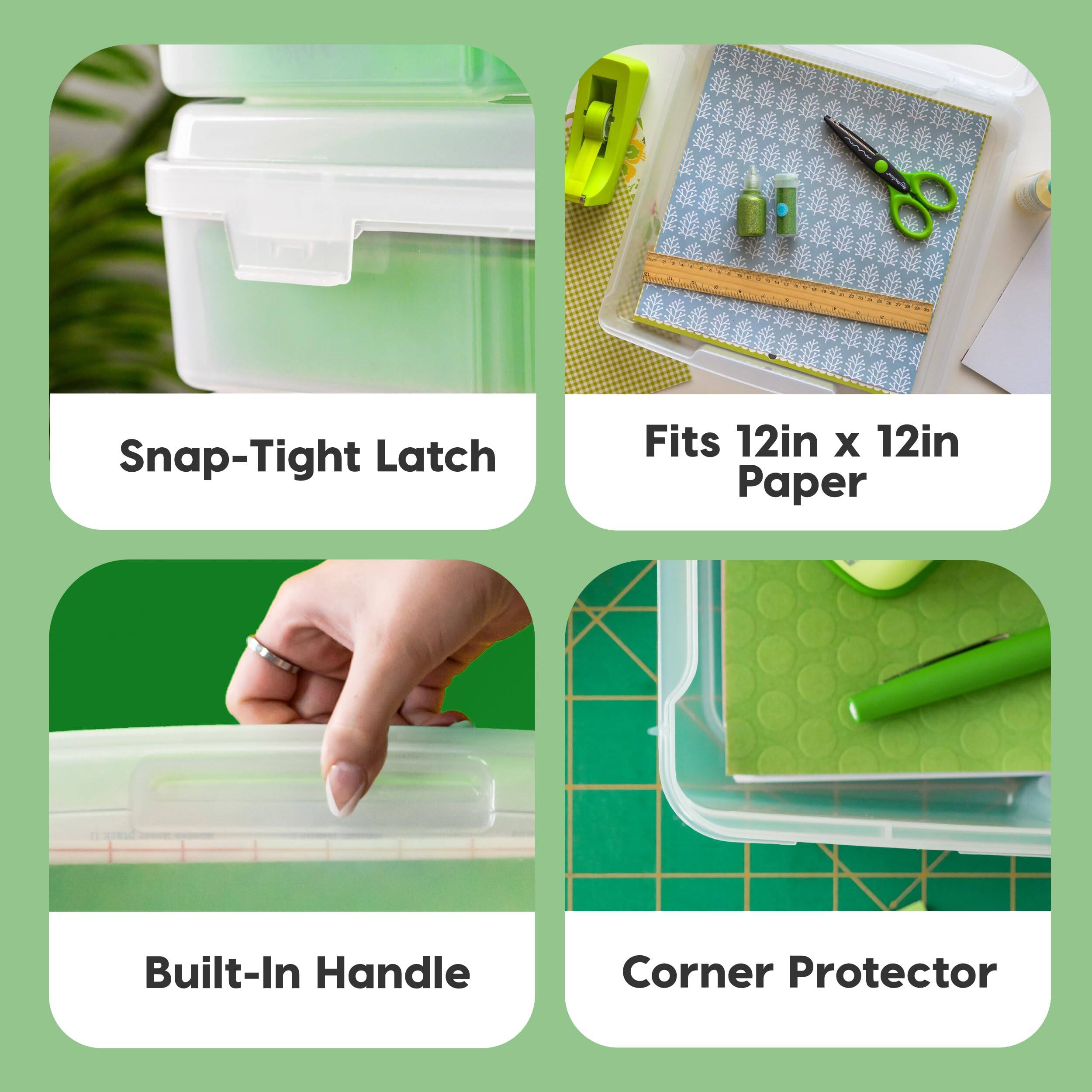 Snap-Tight Latch  
Fits 12in x 12in Paper  
Built-In Handle  
Corner Protector