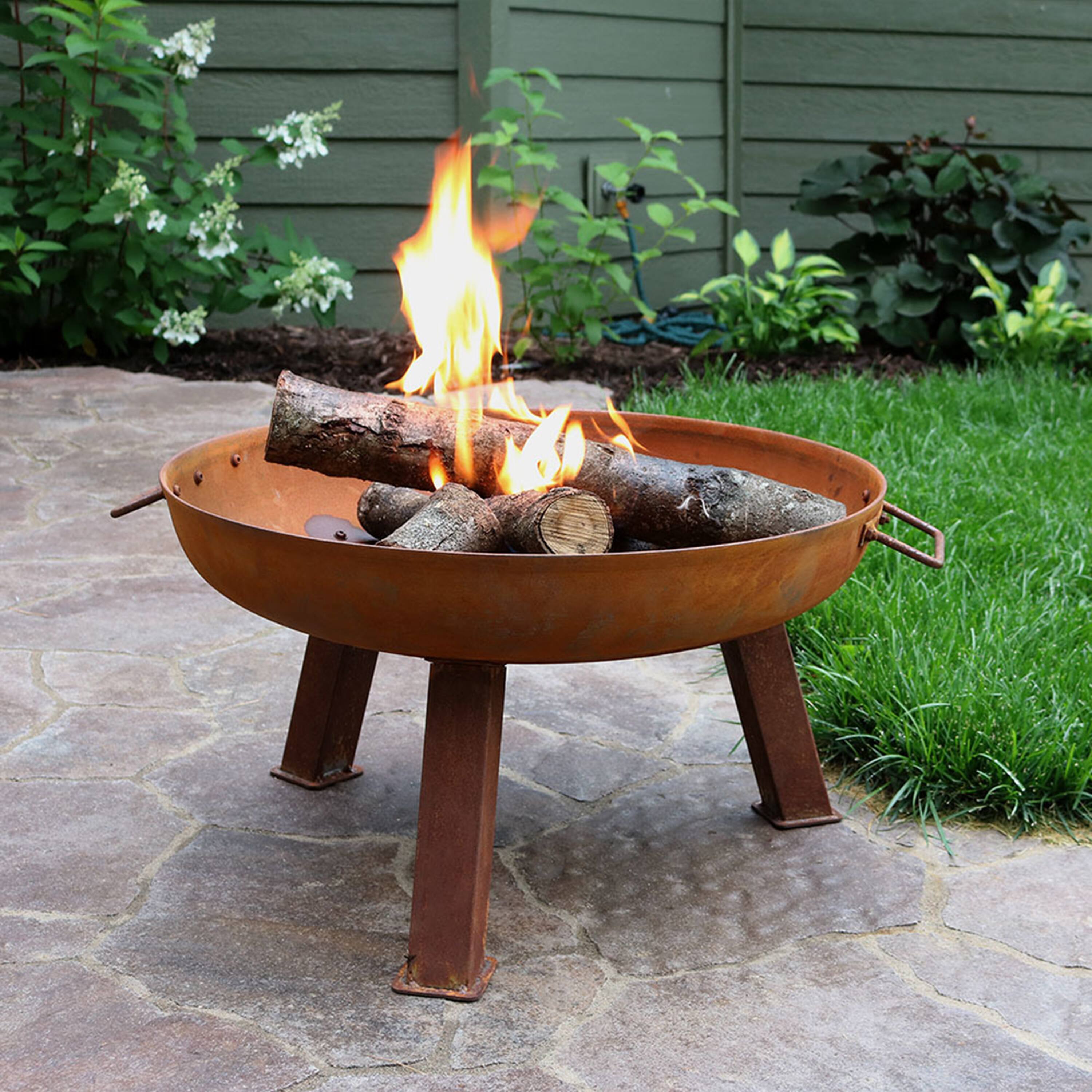 Alt View 9. Sunnydaze - 24 in Small Rustic Cast Iron Fire Pit Bowl with Stand - Rust.