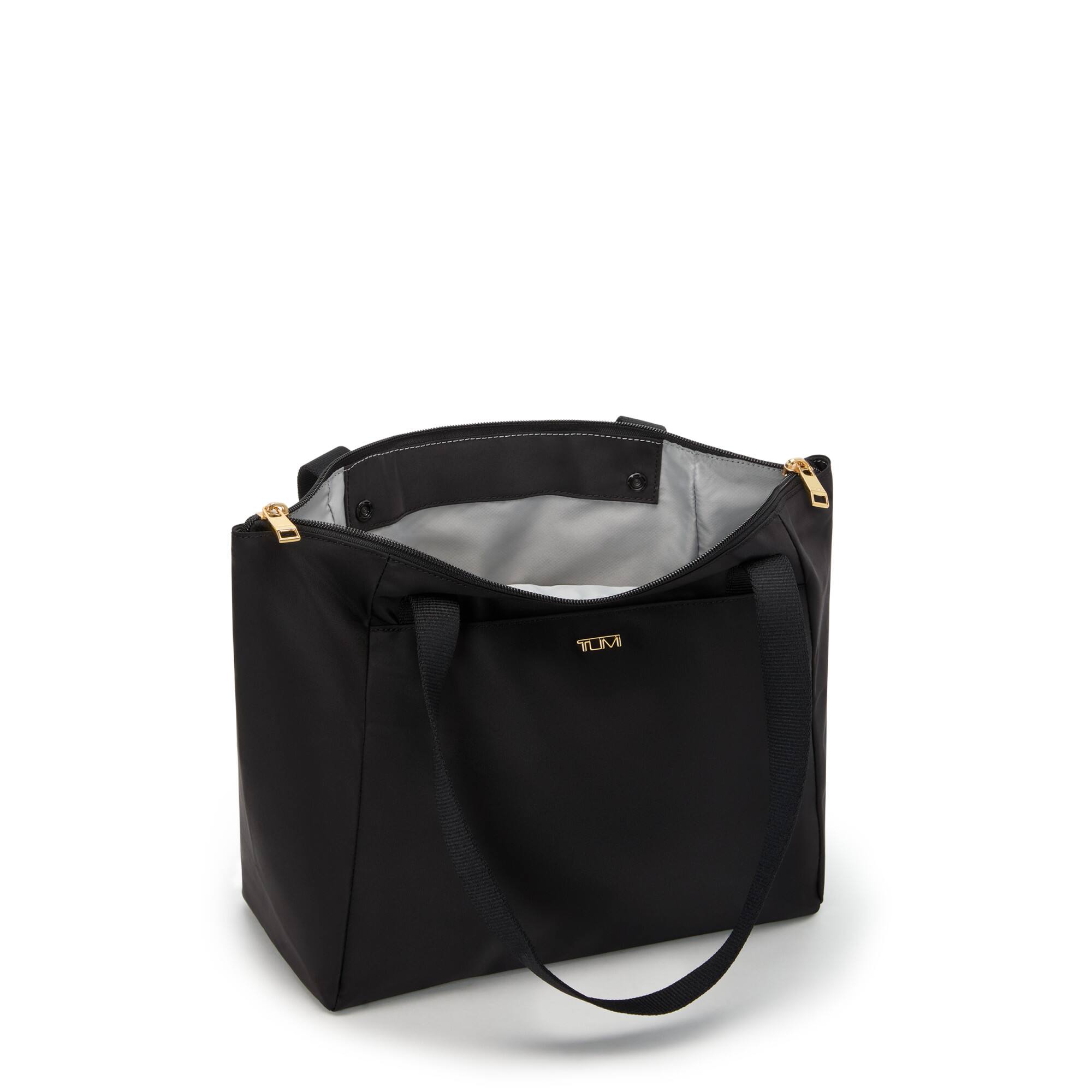 Angle. TUMI - Voyageur Just In Case Small Tote Bag - Black/Gold.