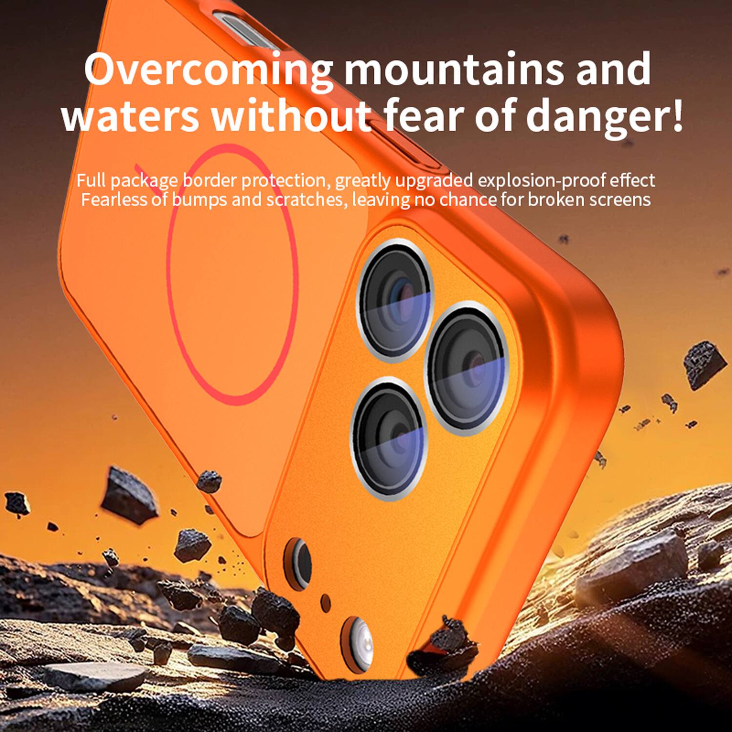 Overcoming mountains and waters without fear of danger!  
Full package border protection, greatly upgraded explosion-proof effect  
Fearless of bumps and scratches, leaving no chance for broken screens