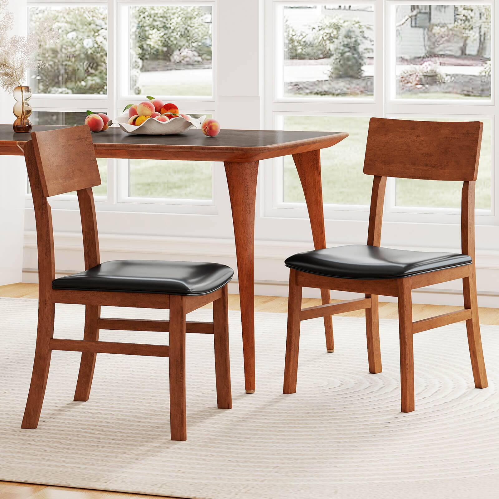 Alt View 1. Costway - Costway Dining Chairs Set of 2 with Rubber Wood Legs & Upholstered Seat Curved Backrest - Black,Oak.