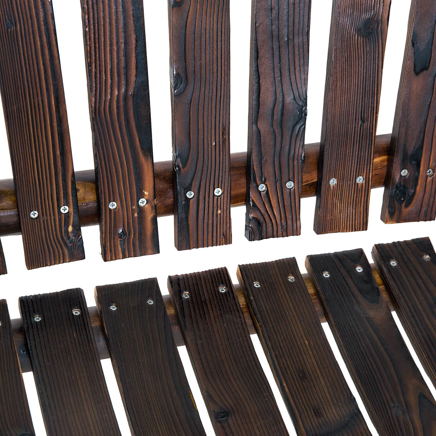 Alt View 5. Outsunny - Outdoor Wooden Rocking Chair, Double-Person Rustic Adirondack Rocker with Slatted Seat, High Backrest - Carbonized Color.