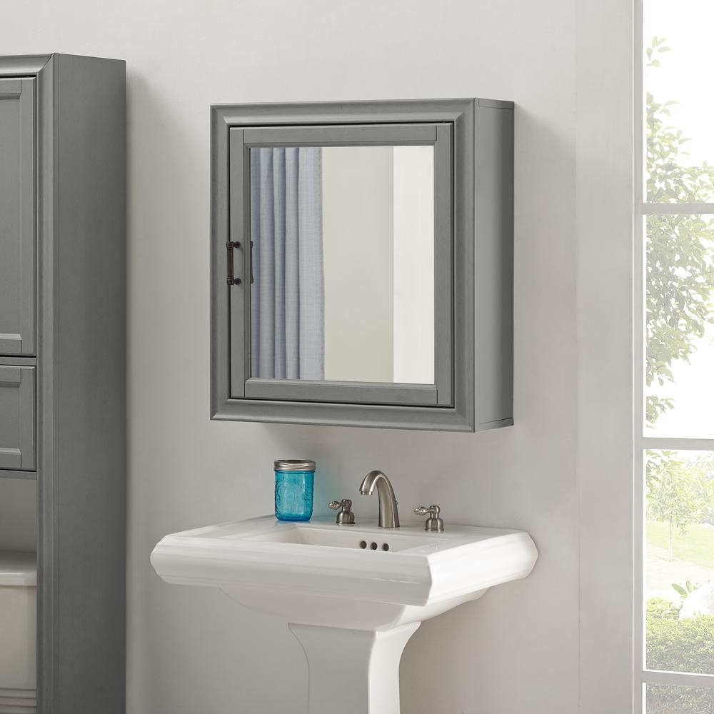 Left. Crosley Furniture - Tara Wall Cabinet With Mirror - Gray.