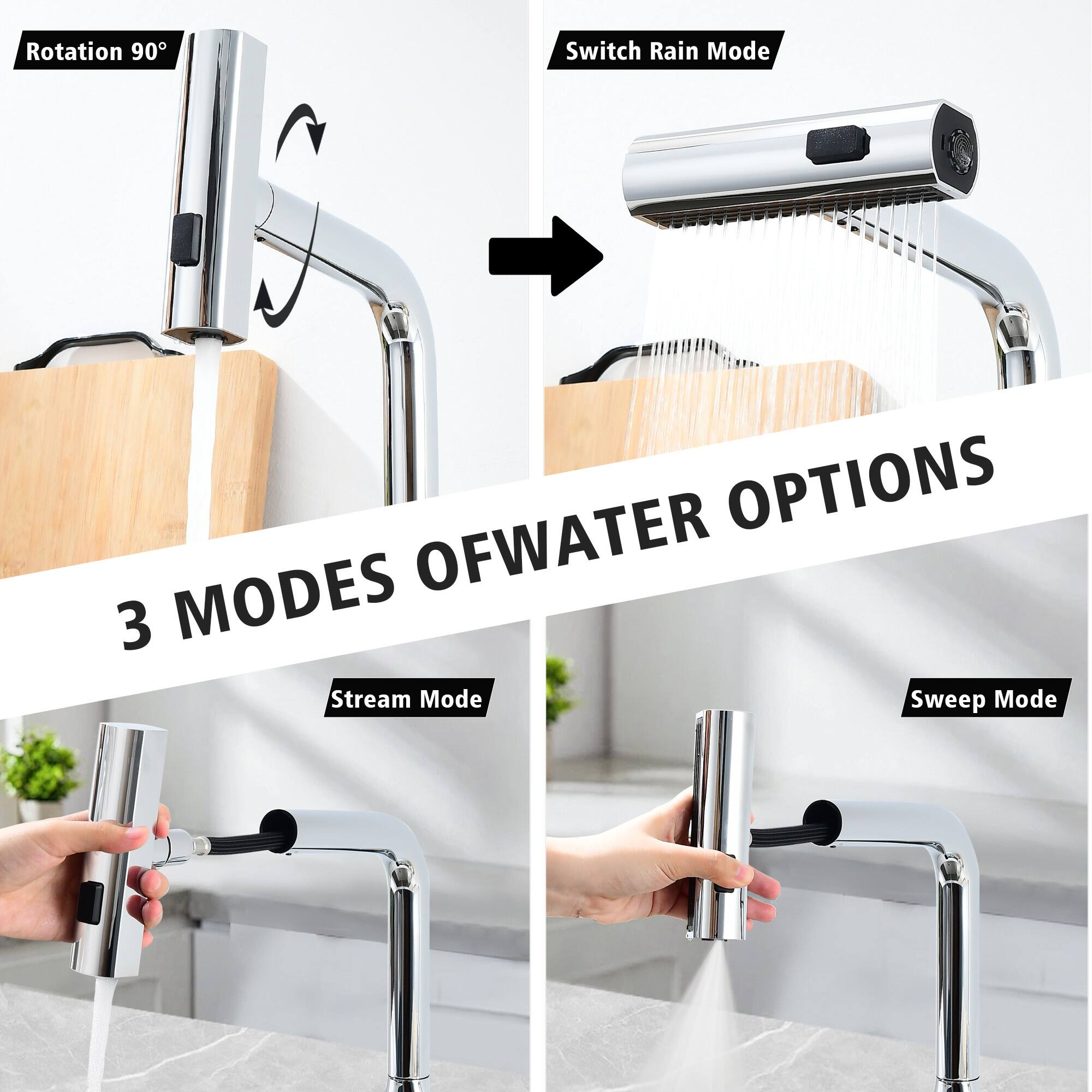 Rotation 90°  
Switch Rain Mode  
3 MODES OF WATER OPTIONS  
Stream Mode  
Sweep Mode