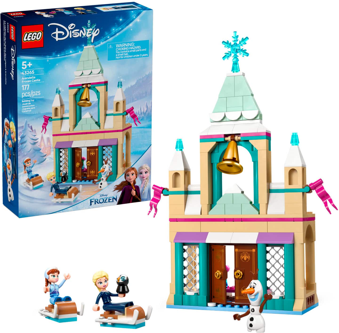 * 1-14 Disney LEGO WARNING: HAZARD CHOKING and small parts. Not for children under 3 years.
* 177 pieces/pcs.
* Frozen Castle.
* Includes Frozen characters.
* Part of the Disney Frozen LEGO set.