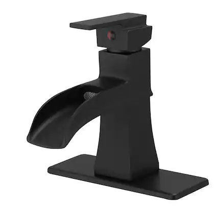 Front. Boyel Living - Single Handle Single Hole Bathroom Faucet with Deck Plate Included Pop Up Drain and Water Supply Hoses in Matte Black - Matte Black.