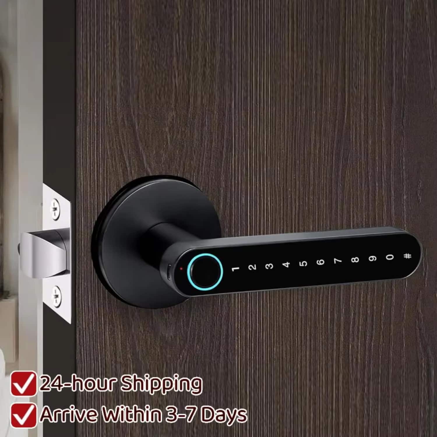 Luckbyte - Smart Fingerprint Door Lock with App Control for Home & Commercial Use - Black