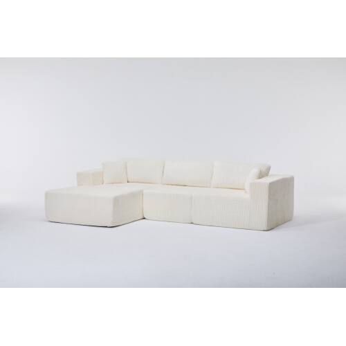 Back. Anysun - L-Shape Modular Cloud Sectional Sofa with Chaise - Deep-Seat, Upholstered Boneless Couch for Living Room - Beige.