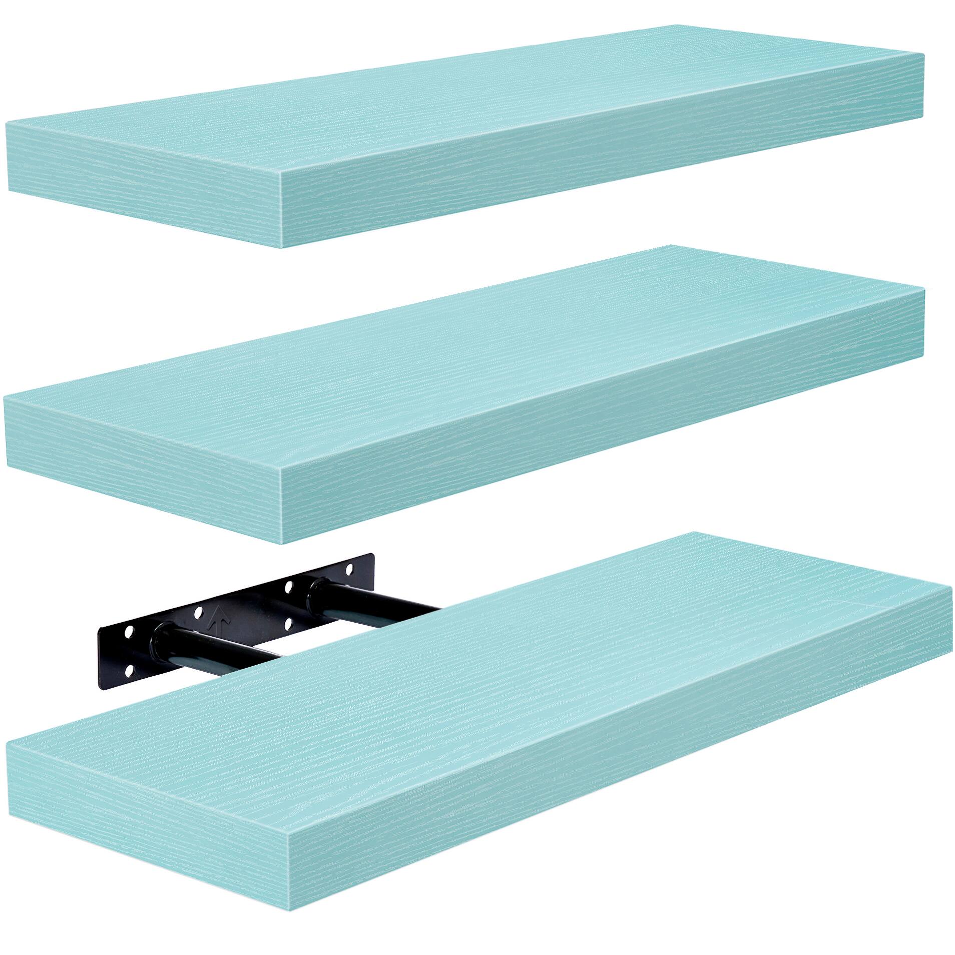 Alt View 4. Sorbus - 3 Pack (16"x5") Sorbus Floating Wall Shelves for Bedroom, Decor, Kitchen, Living Room - for Trophies, Frames, Bookshelf - Blue.