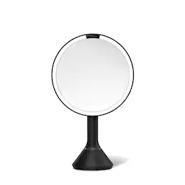 simplehuman - sensor mirror with touch-control brightness and dual light setting, steel - Matte Black