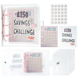 Unique Bargains - 150 Pounds Savings Challenge Book, Money Saving Binder with 25 Reusable Envelopes for Budgeting & Financial Planning - Pink