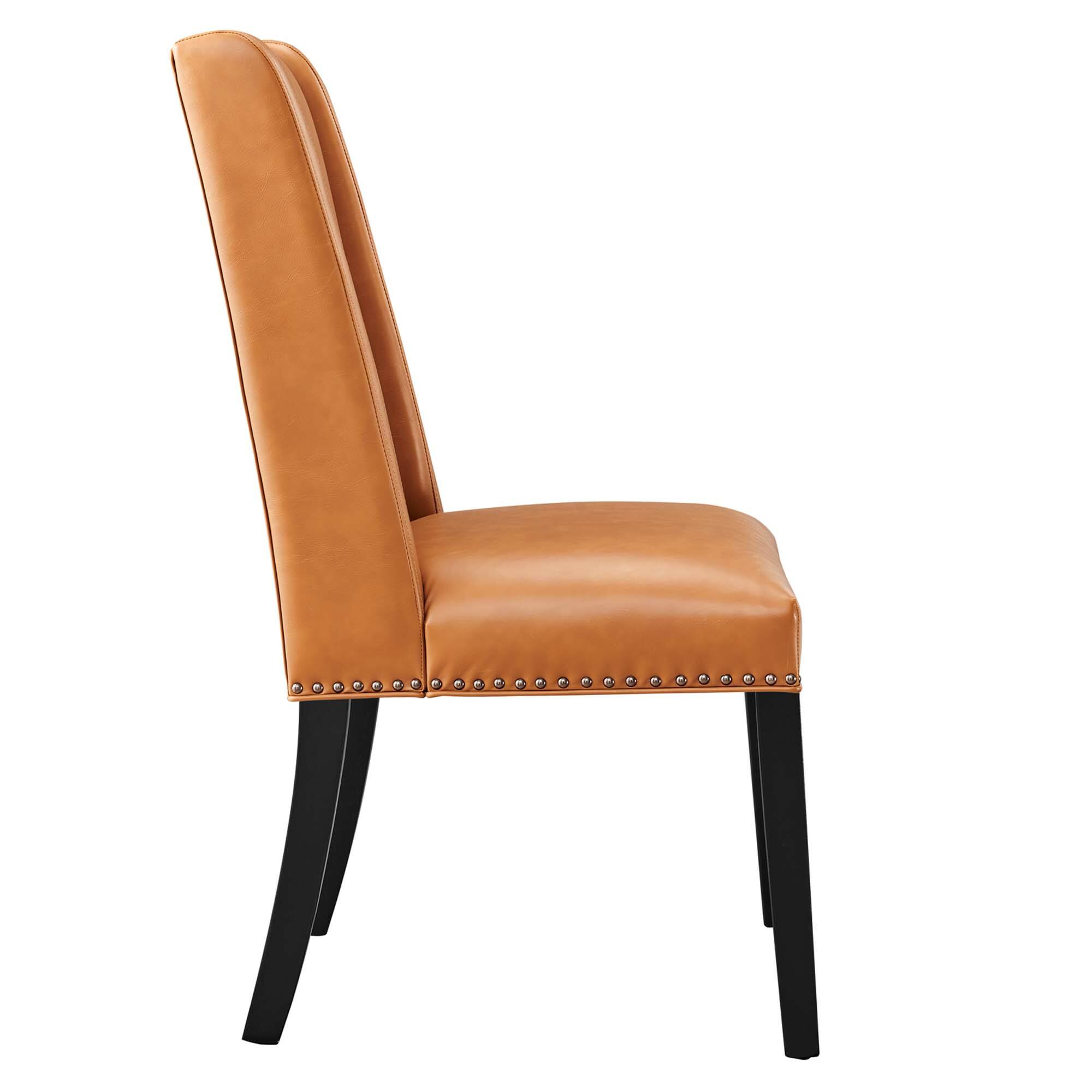 Back. Modway - Baron Vegan Leather Dining Chair by Modway - Brown.