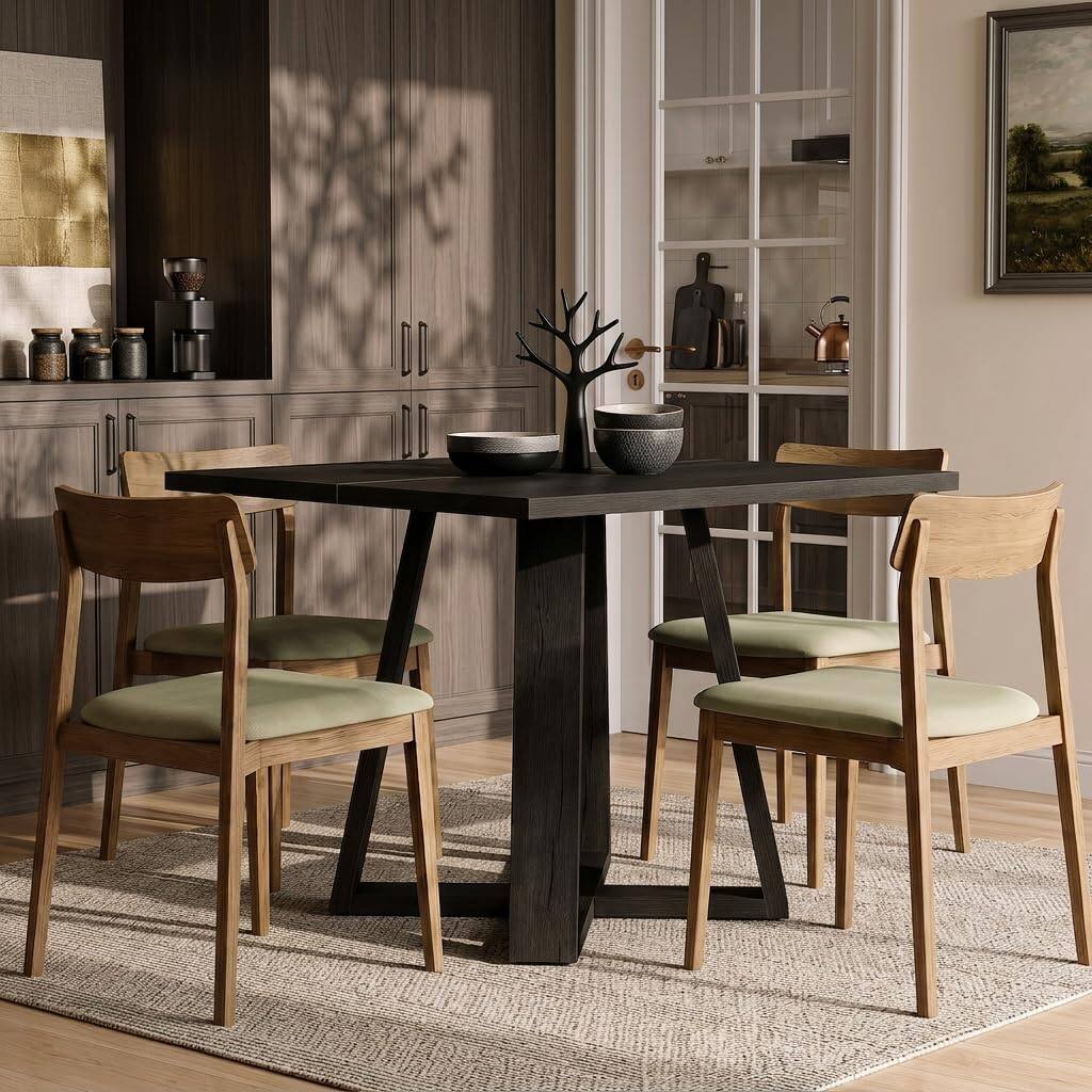 Alt View 3. Tribesigns - LITTLE TREE 31.5" Dining Table, Square Dining Table, Kitchen Table, Black - Black.