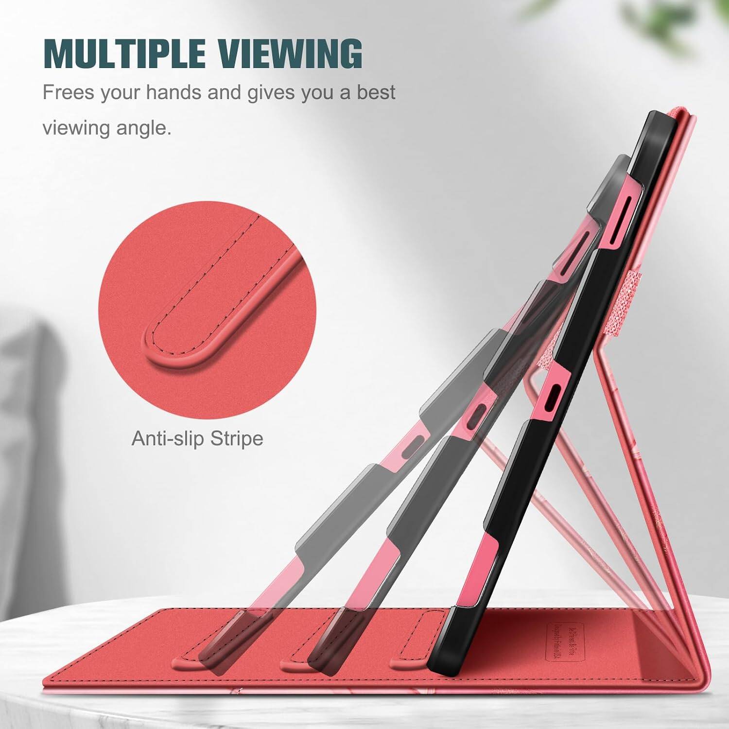 MULTIPLE VIEWING  
Frees your hands and gives you a best viewing angle.  

Anti-slip Stripe  

Designed by Fable in USA