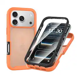 UUCOVER - Matte Translucent Case for Apple iPhone 18 Pro Max, 360° Full Body Cover with Built-in Screen Protector Shockproof Case - Orange