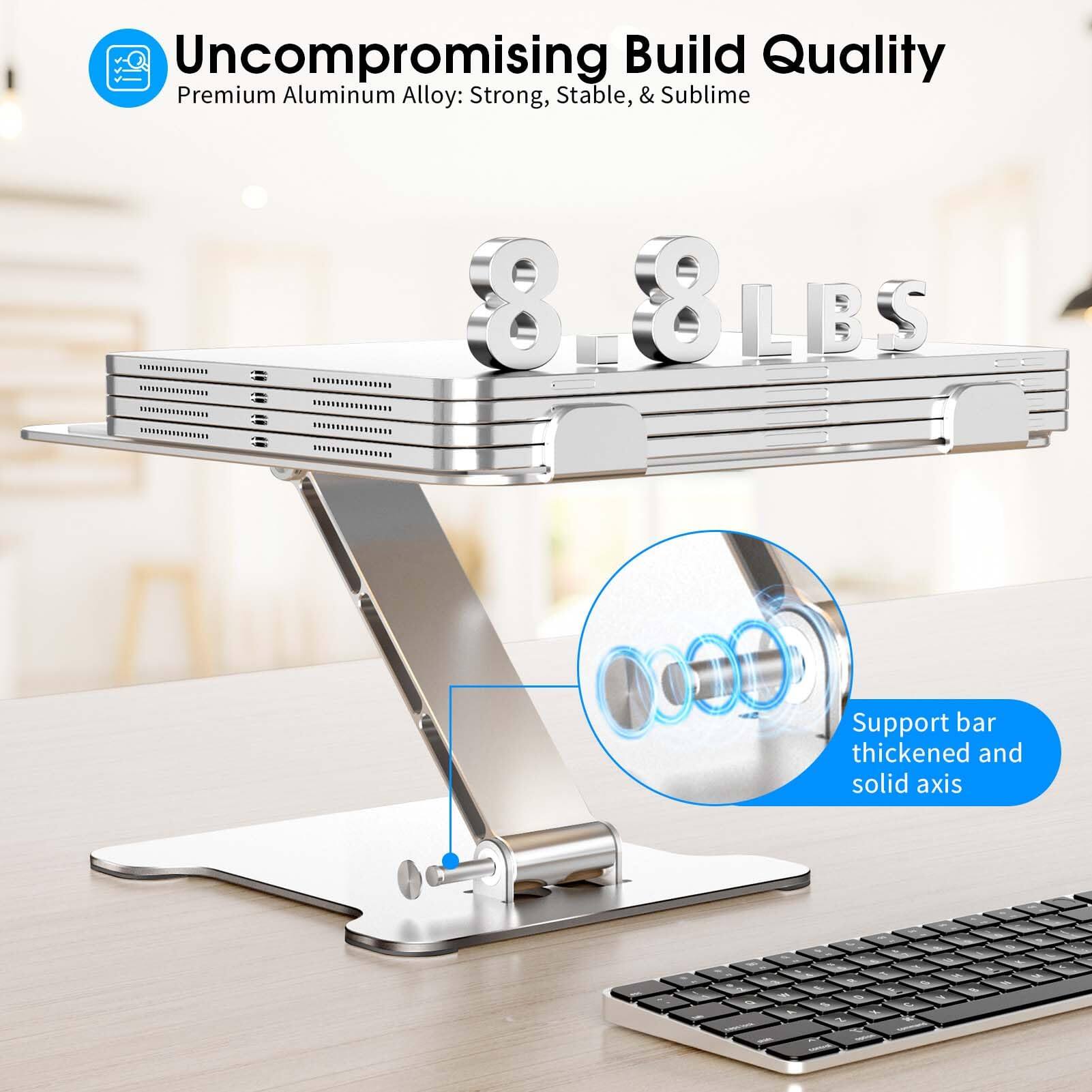 Uncompromising Build Quality  
Premium Aluminum Alloy: Strong, Stable, & Sublime  
8.8LBS  
Support bar thickened and solid axis