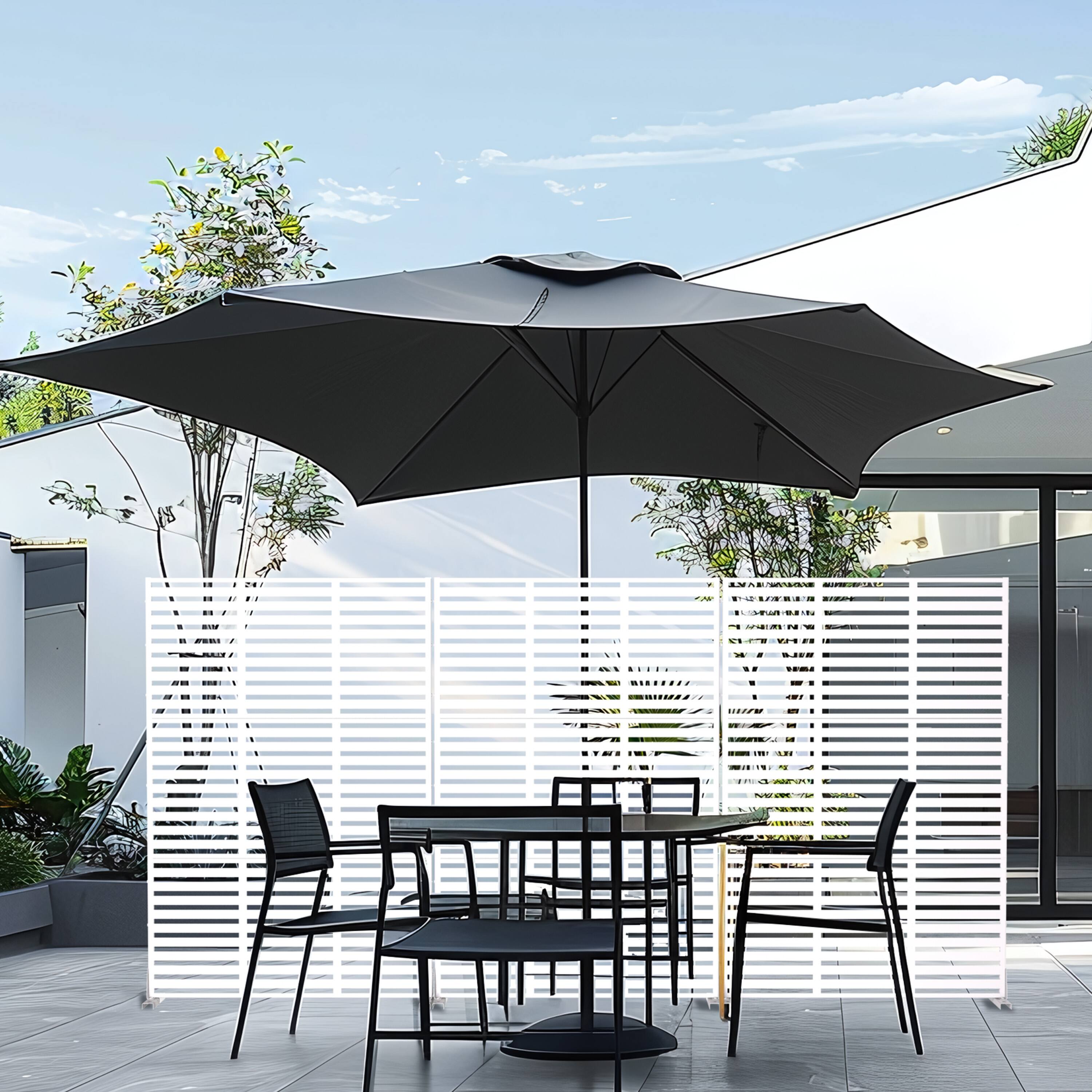 Alt View 1. PexFix - 72 in. x 47 in. Adams Pattern Metal Outdoor Privacy Screen & Panels, Freestanding Garden Divider Fence - White.