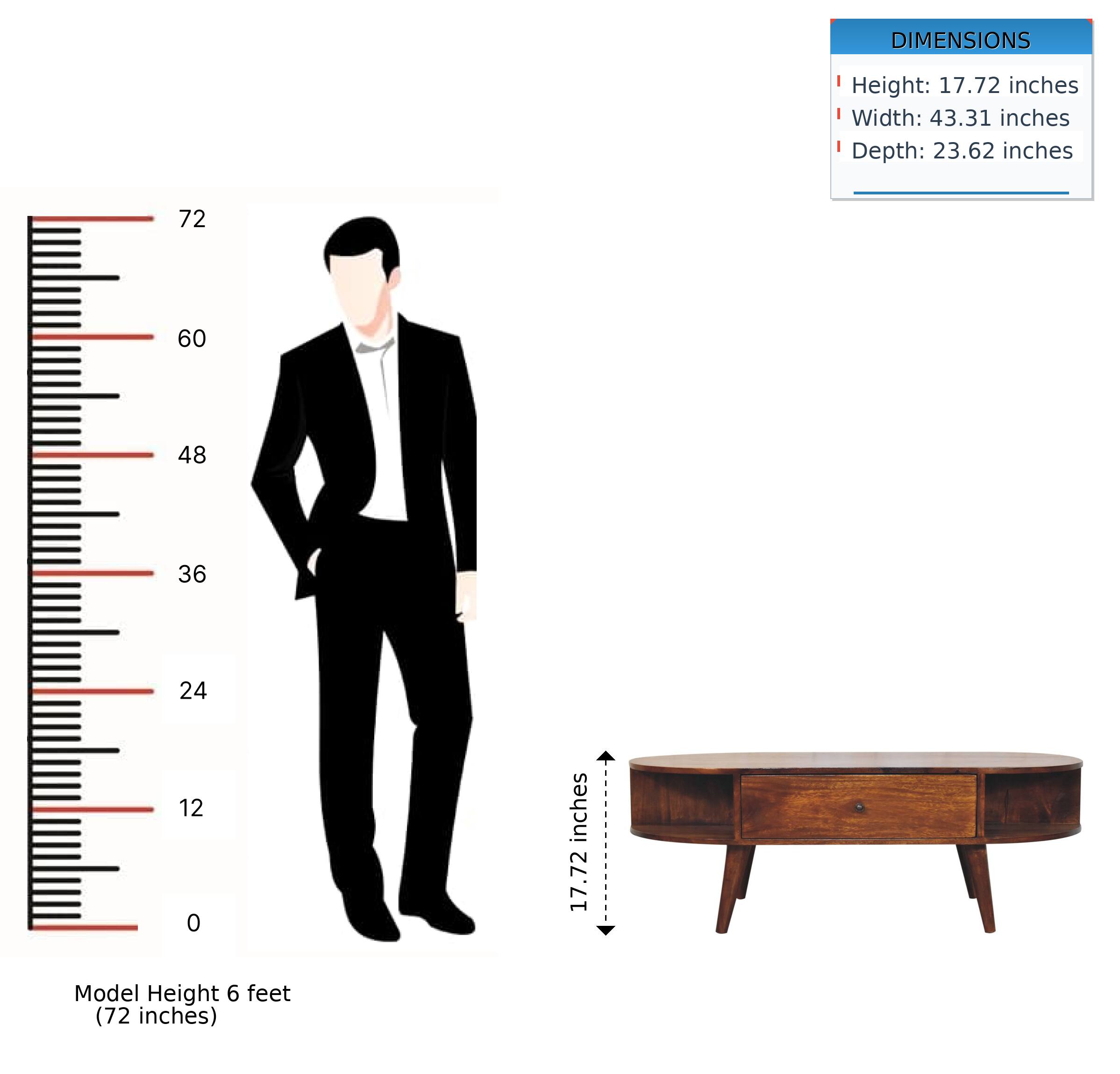 DIMENSIONS  
Height: 17.72 inches  
Width: 43.31 inches  
Depth: 23.62 inches  

Model Height 6 feet (72 inches)