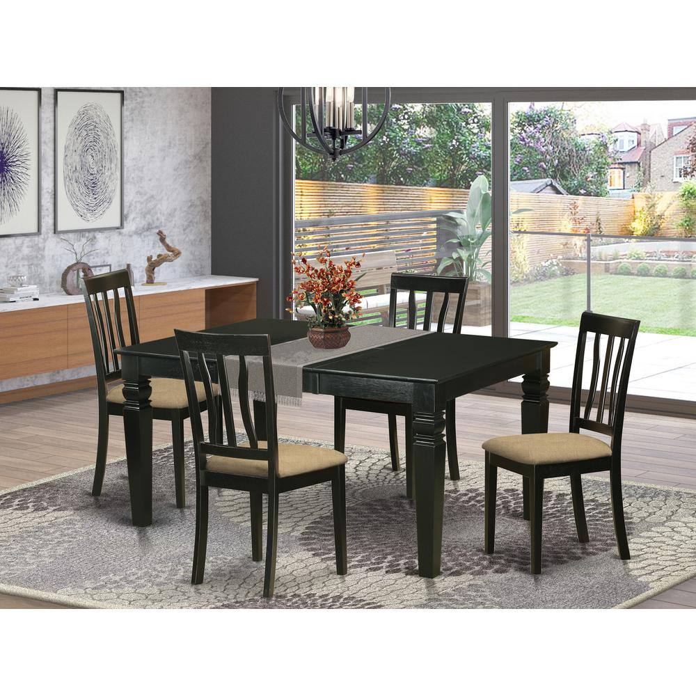 Left. East West Furniture - WEAN5-BLK-C 5 Pc dinette Table set - Kitchen dinette Table and 4 Kitchen Dining Chairs - Black.