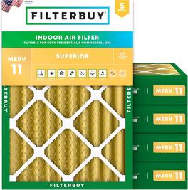 Filterbuy - 19.25x23.25x4 MERV 11 Pet & Allergy Defense, Electrostatic Pleated HVAC AC Furnace Air Filters Replacement (5-Pack) - Gold
