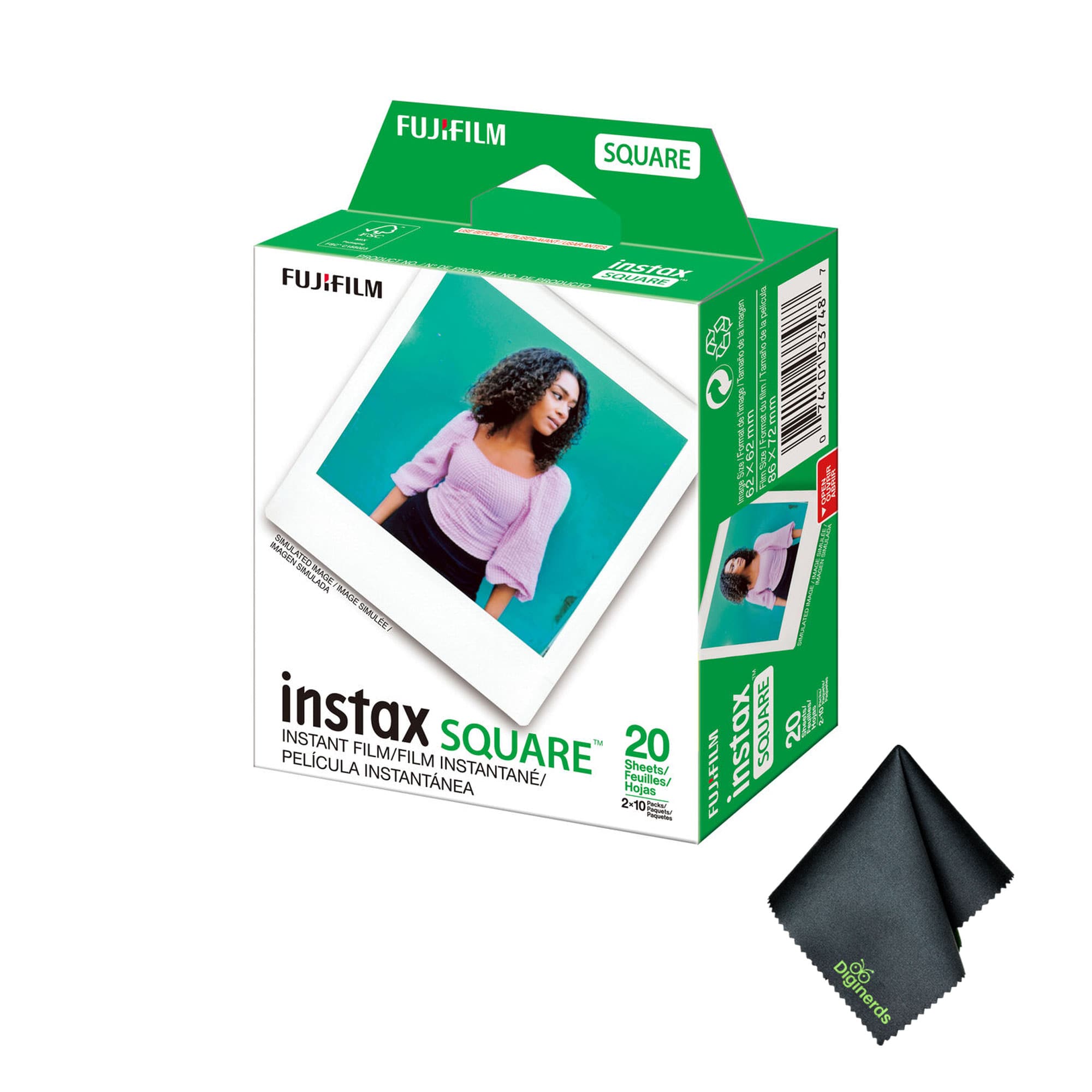 Fujifilm - instax SQUARE Instant Film (20 Exposures) + Microfiber Cleaning Cloth