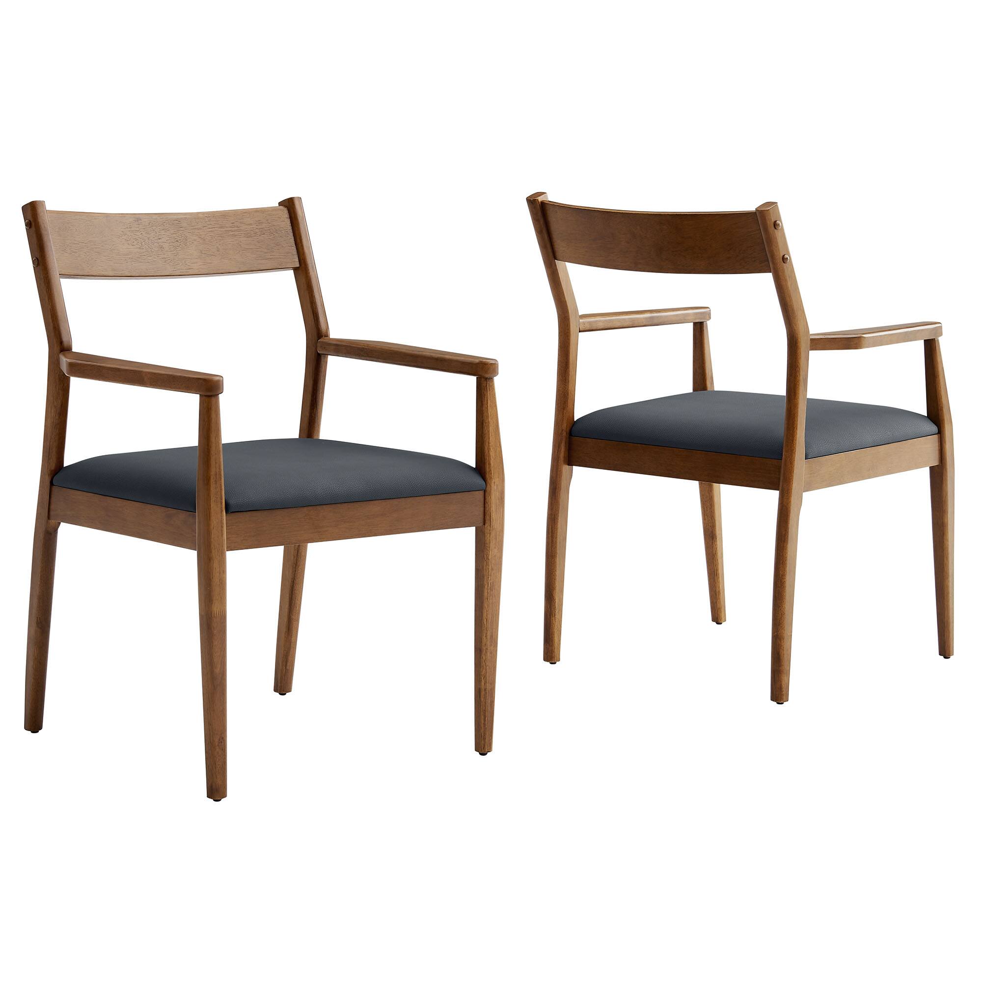 Angle. Modway - Solara Dining Armchairs Set of 2 - Walnut Black.