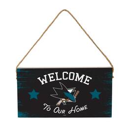 Evergreen Enterprises - San Jose Sharks 6" x 11" Welcome Home Wood Wall Sign with Rope Hanger - Multicolor
