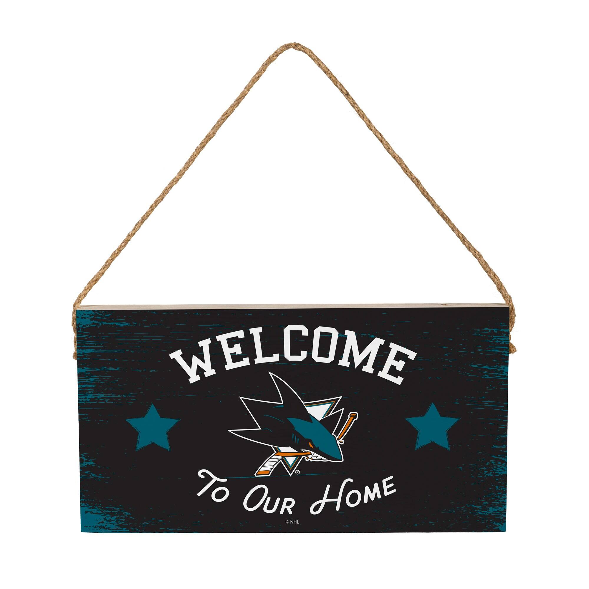 San Jose Sharks 6" x 11" Welcome Home Wood Wall Sign with Rope Hanger