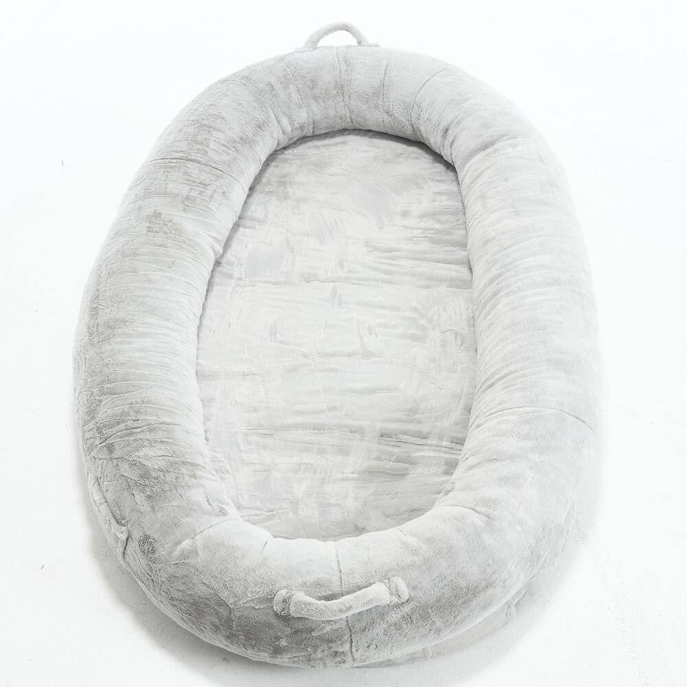 Front. Ficcuss Pets - Memory Foam Human Size Pet Bed - Light Gray.