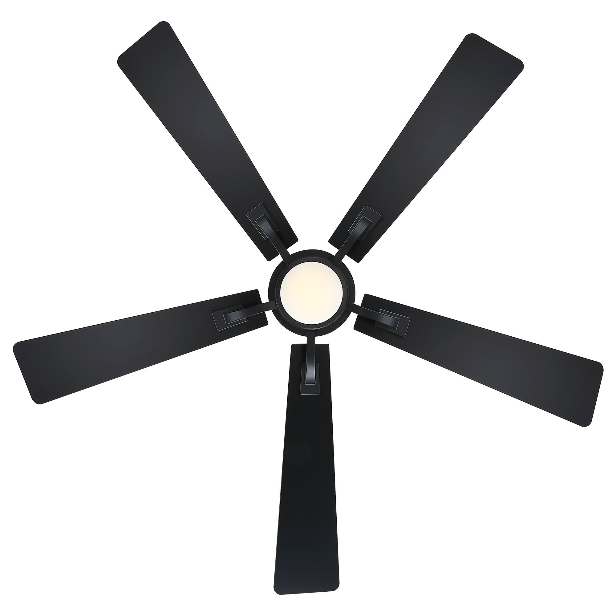 Alt View 3. Parrot Uncle - 56" Modern Black 5-Blade Ceiling Fan with Dimmable Light and Remote - Black.