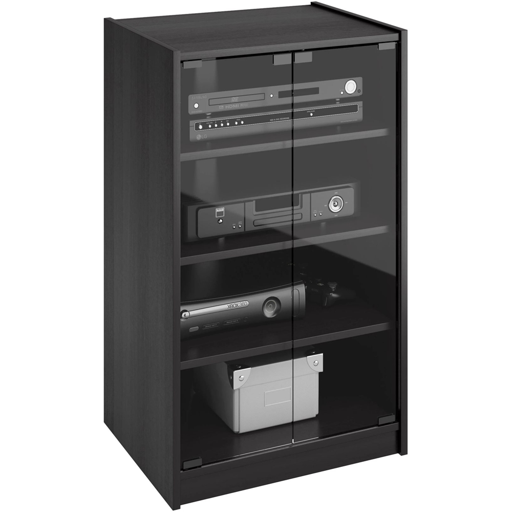 Left View: Sanus - 4-Shelf TV Stand To Support Custom AV Setups - Black