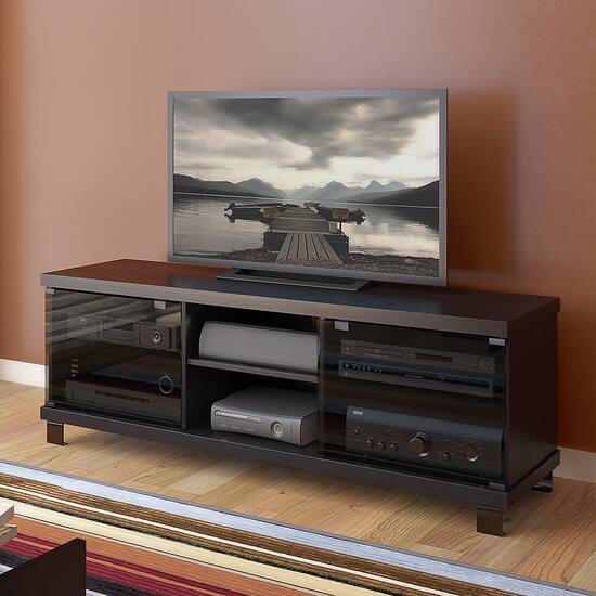 Corliving Holland Tv Stand For Tvs Up To 75 Ravenwood Black Hc 5590 Best Buy