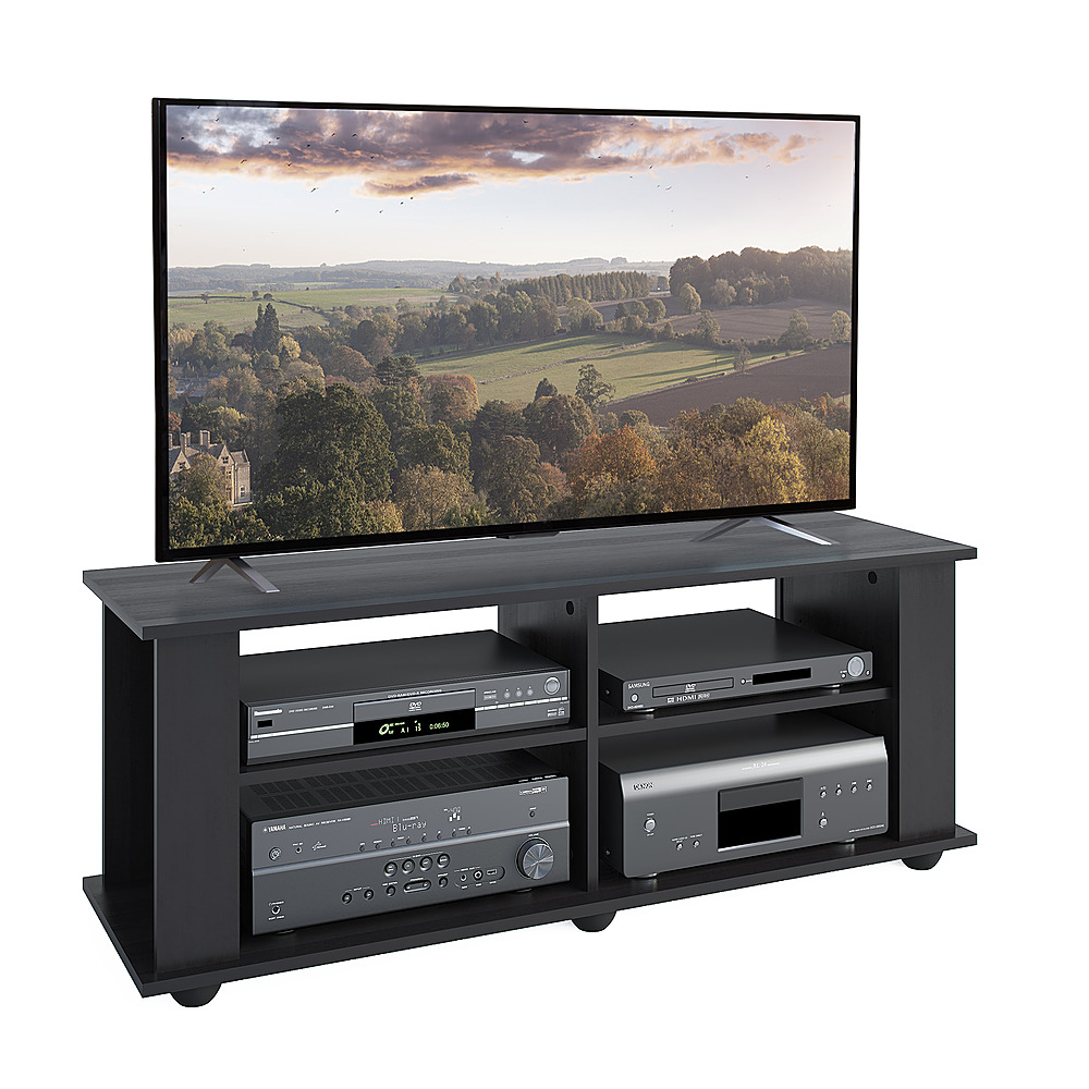 Angle View: CorLiving - Fillmore Black Wooden TV Stand, for TVs up to 55" - Ravenwood Black