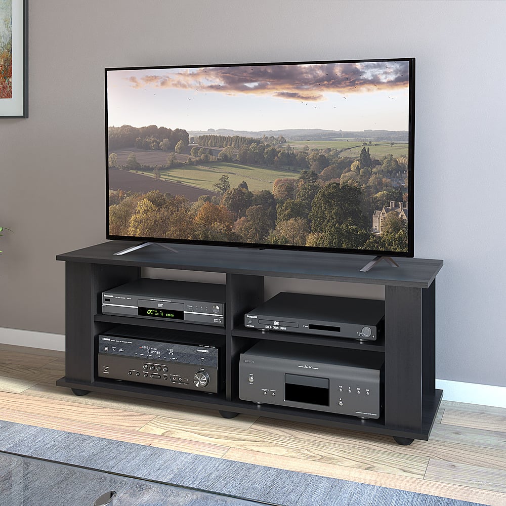 Front. CorLiving - Fillmore Black Wooden TV Stand, for TVs up to 55" - Ravenwood Black.