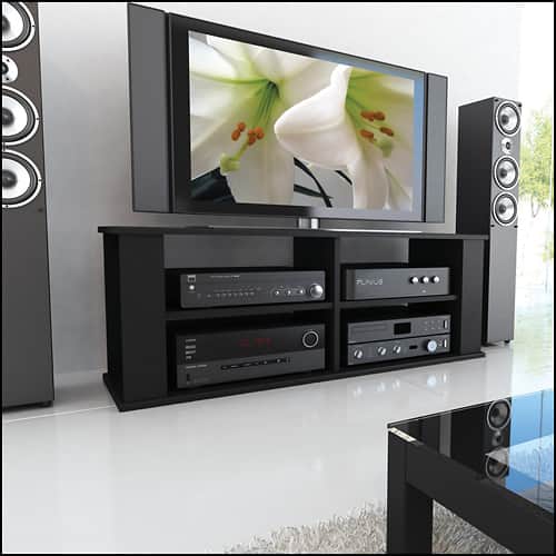 Alt View 1. CorLiving - Fillmore Black Wooden TV Stand, for TVs up to 55" - Ravenwood Black.