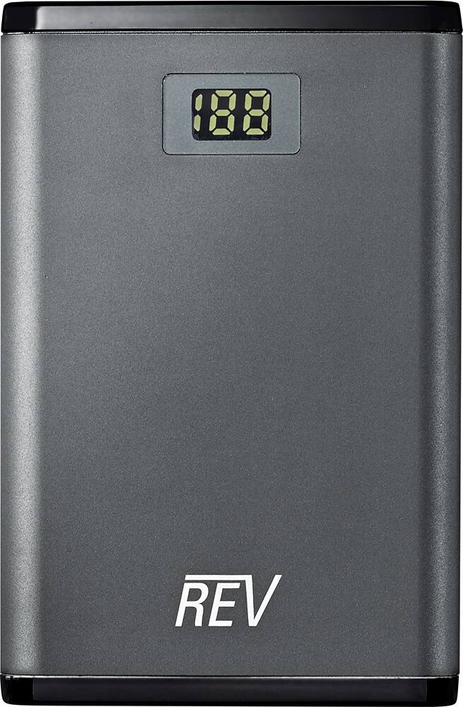 Front. REV - Portable Charger - Gray.