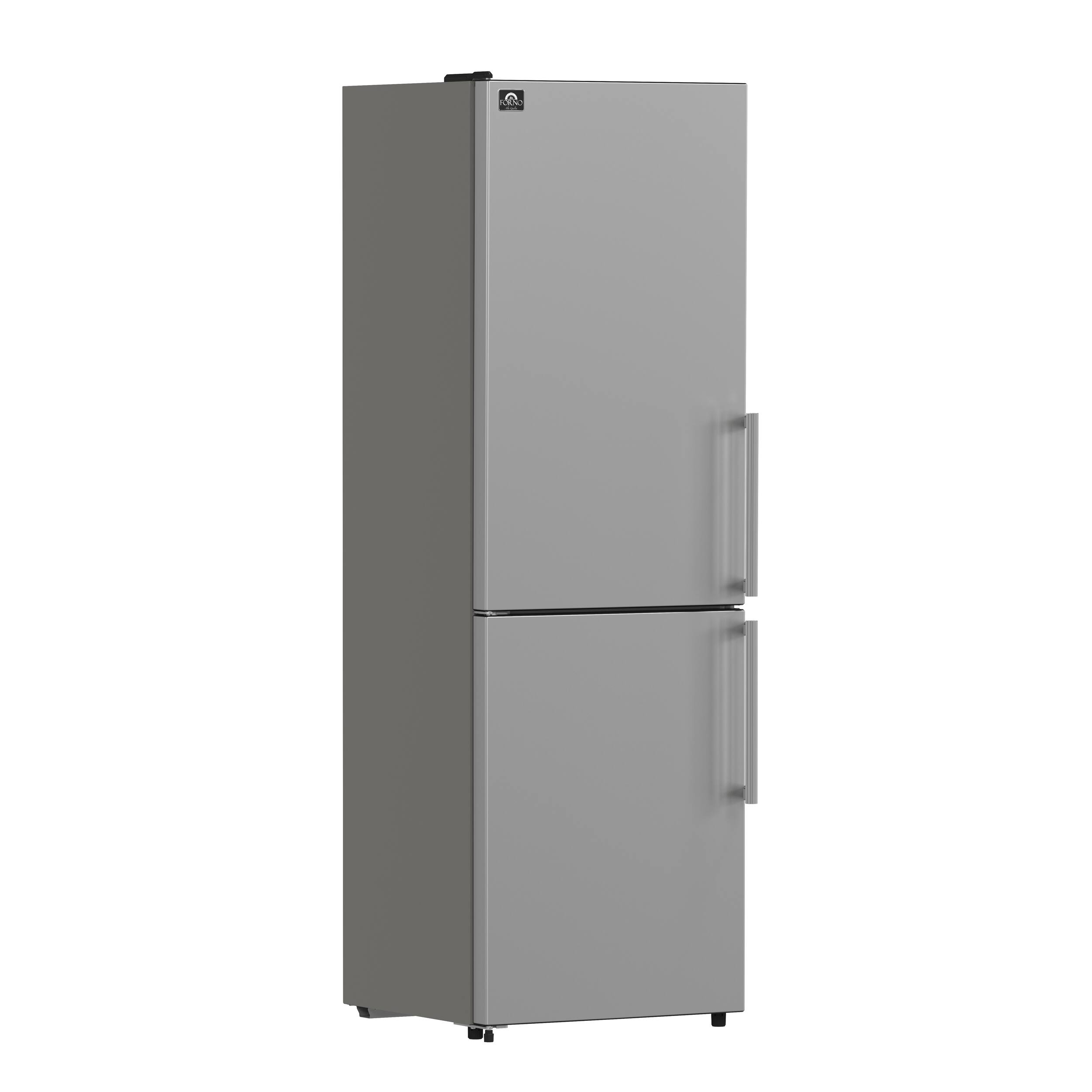 Angle. Forno Appliances - Guardia 10.8 Cu. Ft. Compact Fridge with Bottom Freezer - Stainless Steel.